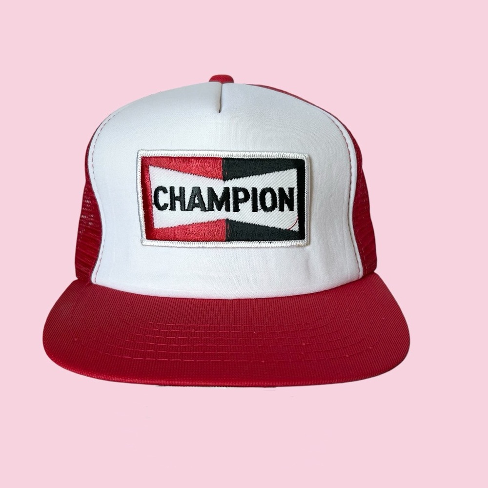 Vintage 80s Champion Sparkplug Trucker Hat Mesh Snapback Embroidered Unisex